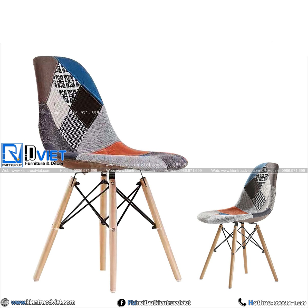 Ghế eames bọc vải thổ cẩm DV01