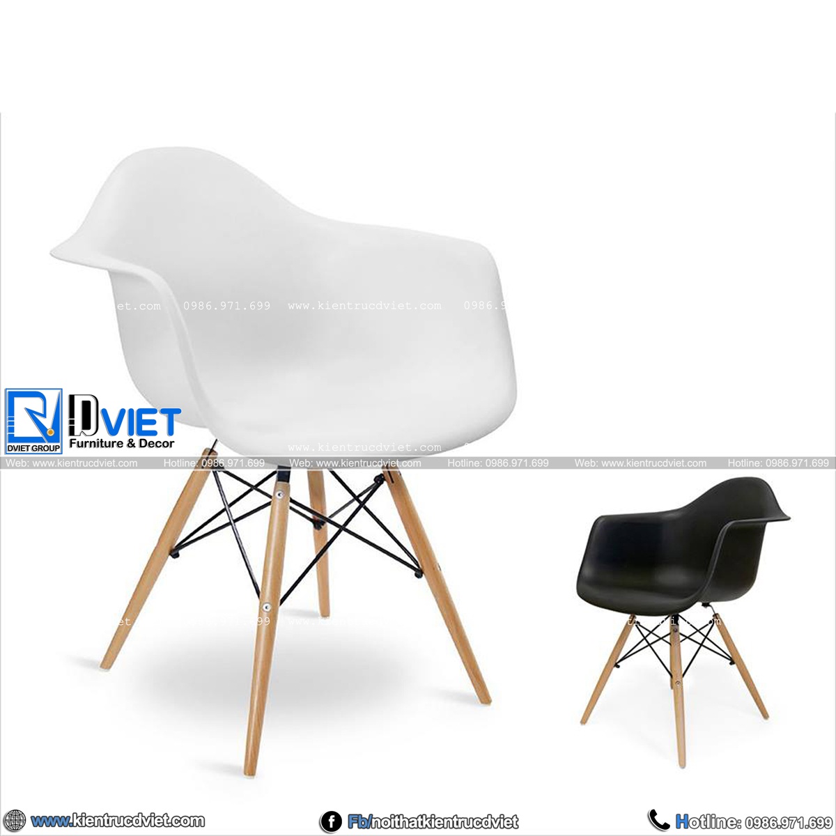 Ghế nội thất eames mặt thuyền chân gỗ DSW DV03