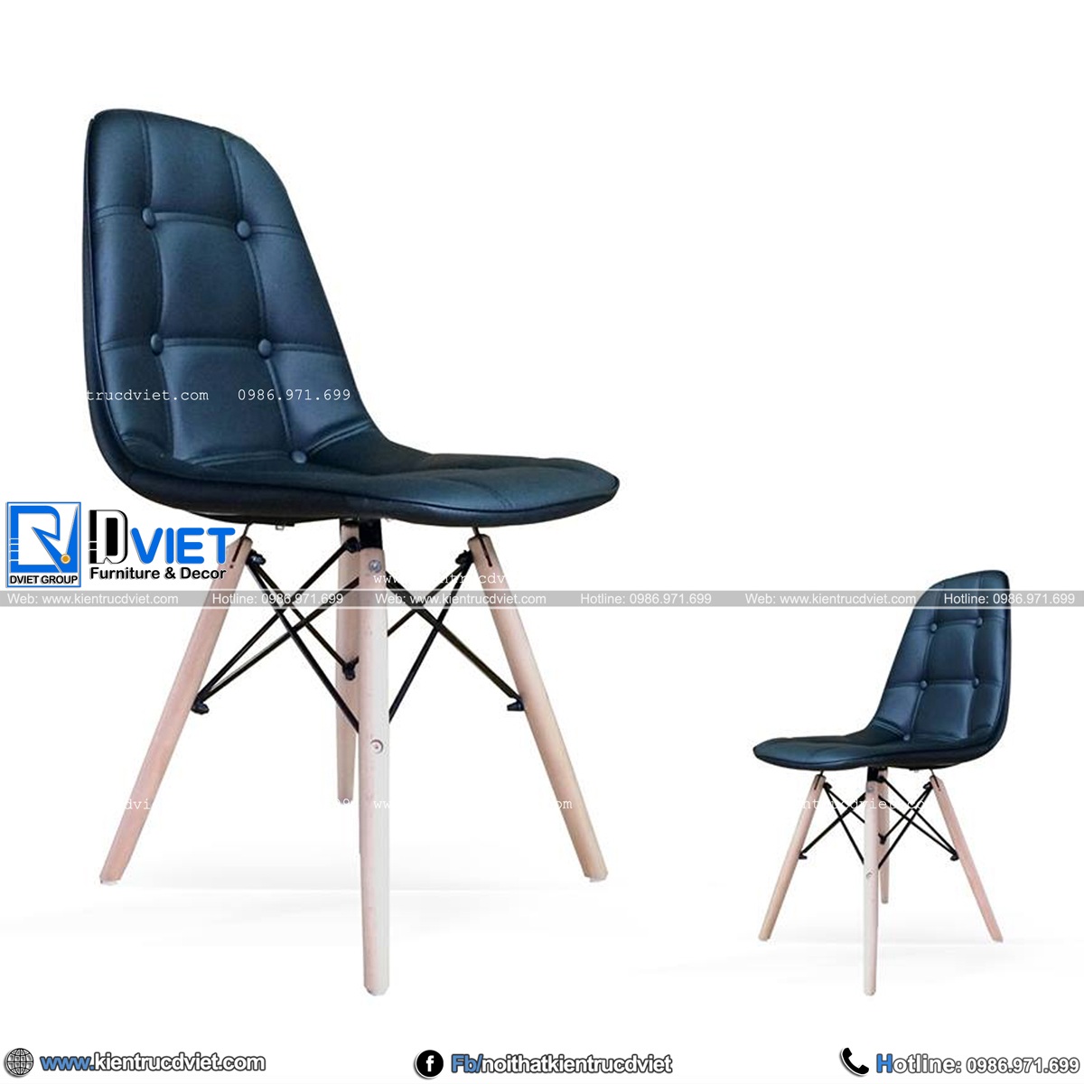 Ghế nội thất Eames cúc chân gỗ DV04