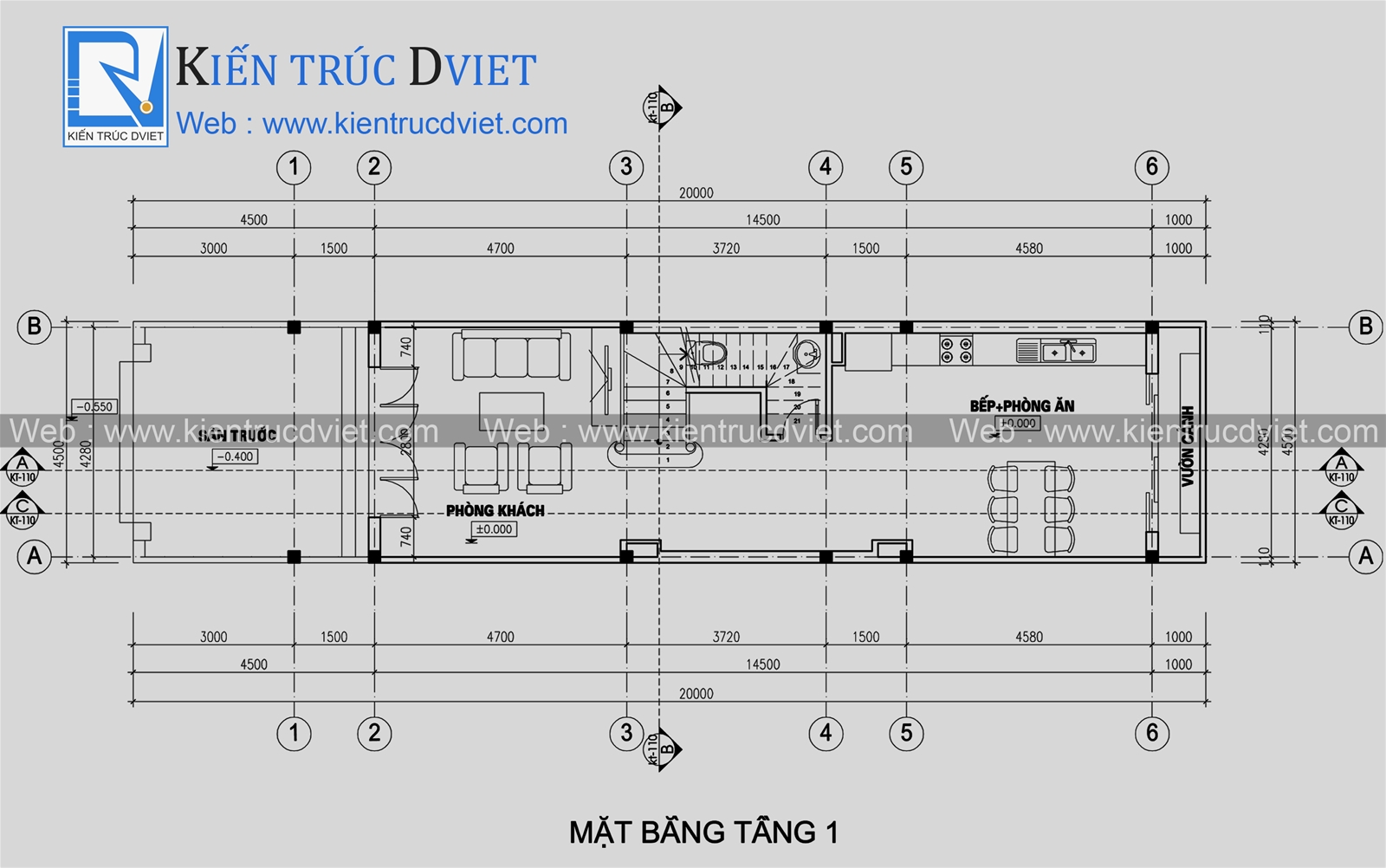 THIẾT KẾ NHÀ LÔ PHỐ KIẾN TRÚC HIỆN ĐẠI 4 TẦNG 4,5X15M