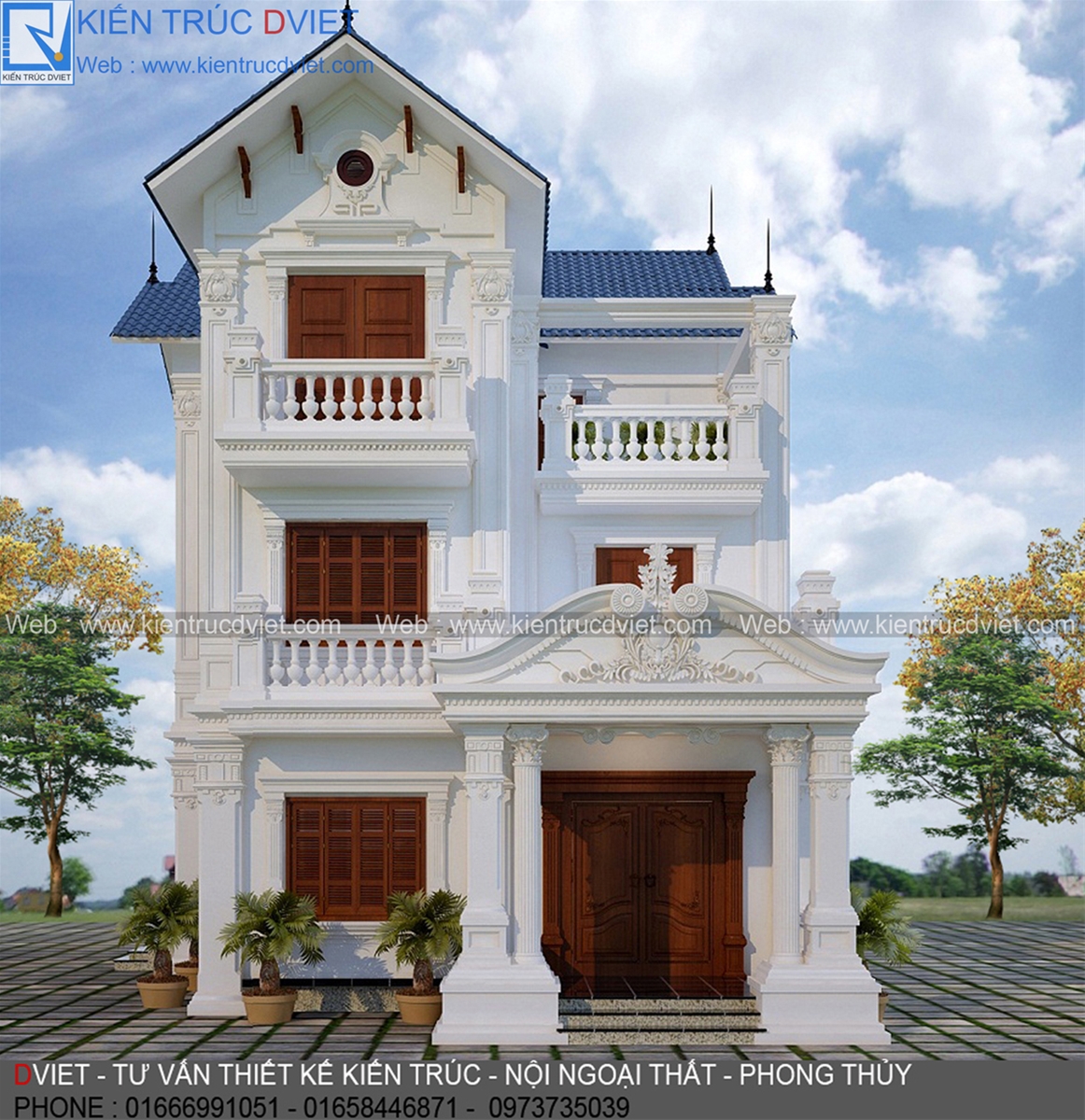 MẪU THIẾT KẾ BIỆT THỰ 3 TẦNG KIẾN TRÚC PHÁP