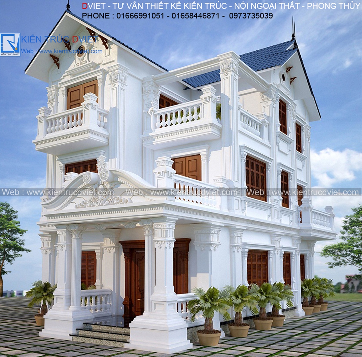 MẪU THIẾT KẾ BIỆT THỰ 3 TẦNG KIẾN TRÚC PHÁP