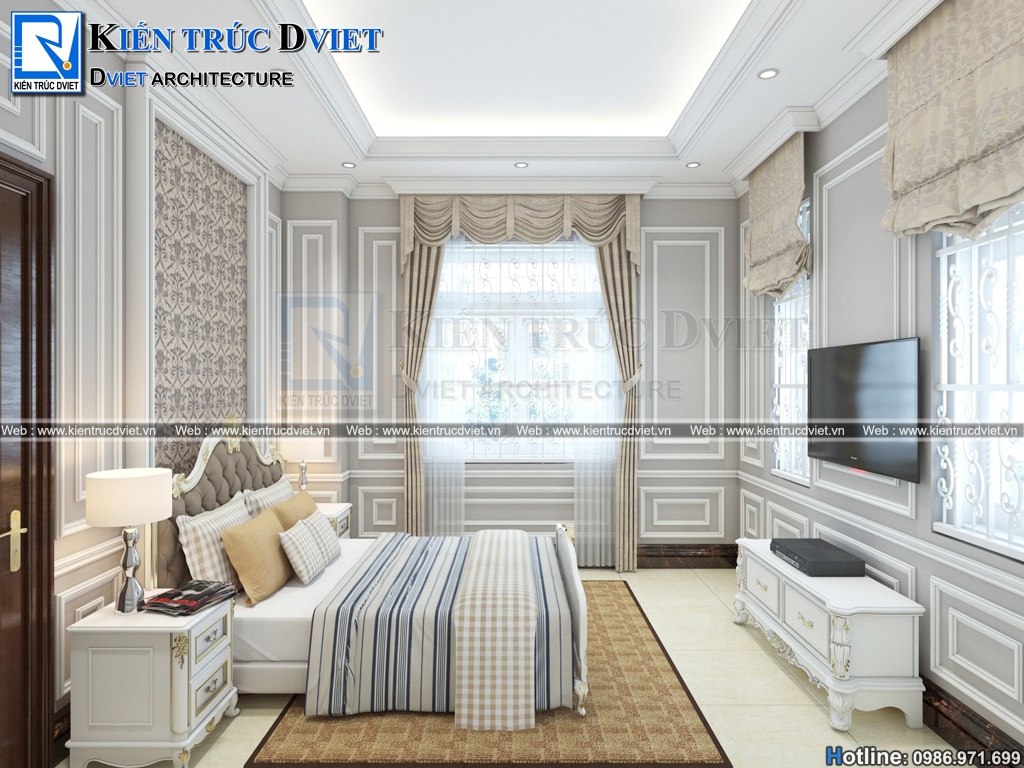 Mẫu thiết kế biệt thự vườn tân cổ điển kiểu Pháp 2 tầng đẹp tại Ba Vì