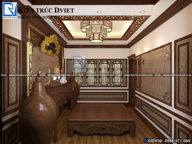 THIẾT KẾ NỘI THẤT PHÒNG THỜ TRUYỀN THỐNG Á ĐÔNG ĐẸP 14M2