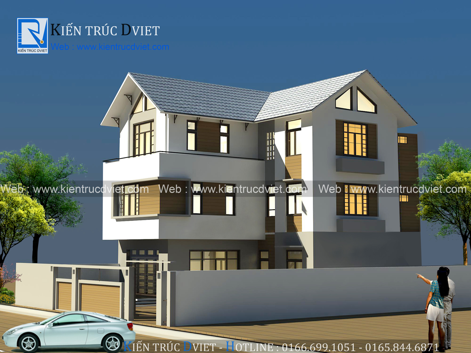 THIẾT KẾ BIỆT THỰ HIỆN ĐẠI 3 TẦNG HÌNH CHỮ L 110M2