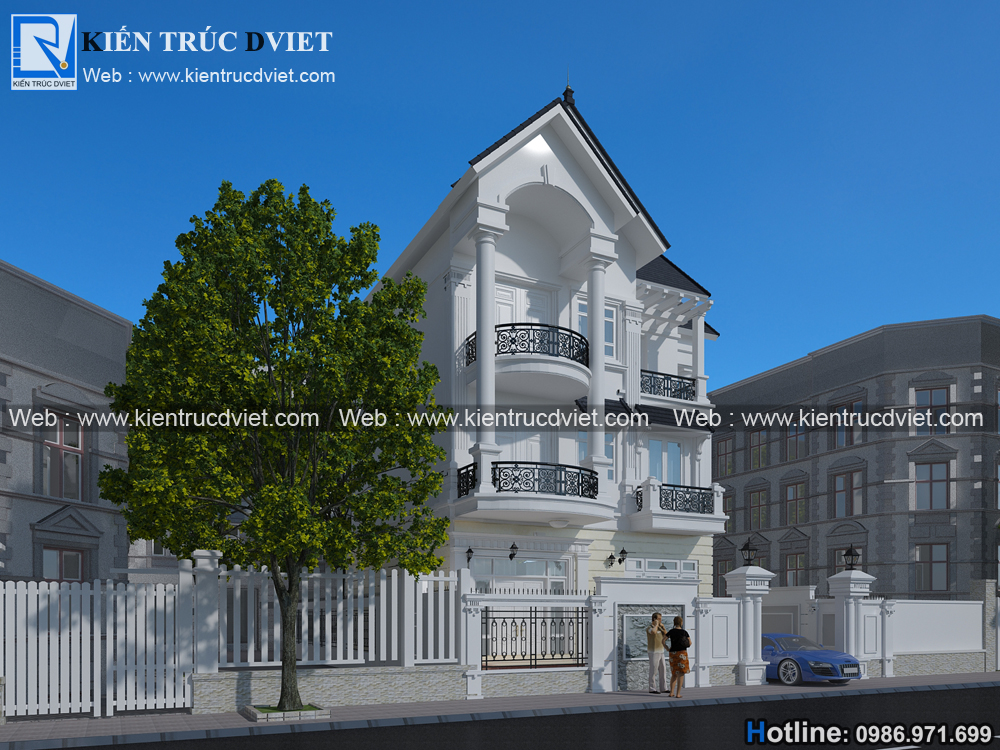 THIẾT KẾ BIỆT THỰ TÂN CỔ ĐIỂN PHÁP 3 TẦNG SANG TRỌNG TẠI BẮC GIANG