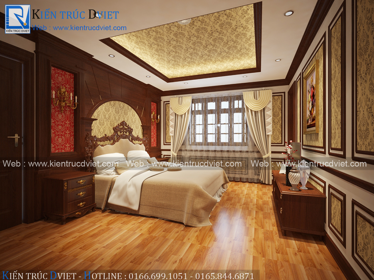 THIẾT KẾ NỘI THẤT PHÒNG NGỦ CỔ ĐIỂN ĐẸP