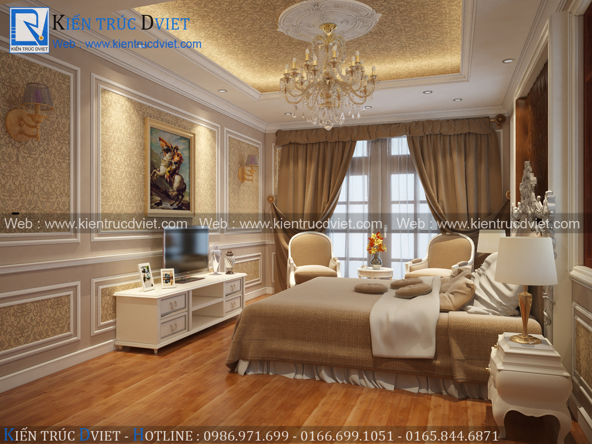 NỘI THẤT PHÒNG NGỦ TÂN CỔ ĐIỂN 16M2 CHUNG CƯ HH2-KHU ĐÔ THỊ LNH ĐÀM