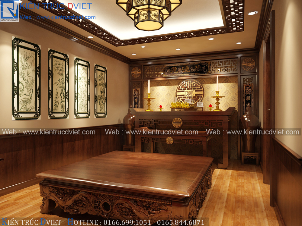 THIẾT KẾ NỘI THẤT PHÒNG THỜ TRUYỀN THỐNG ĐẸP