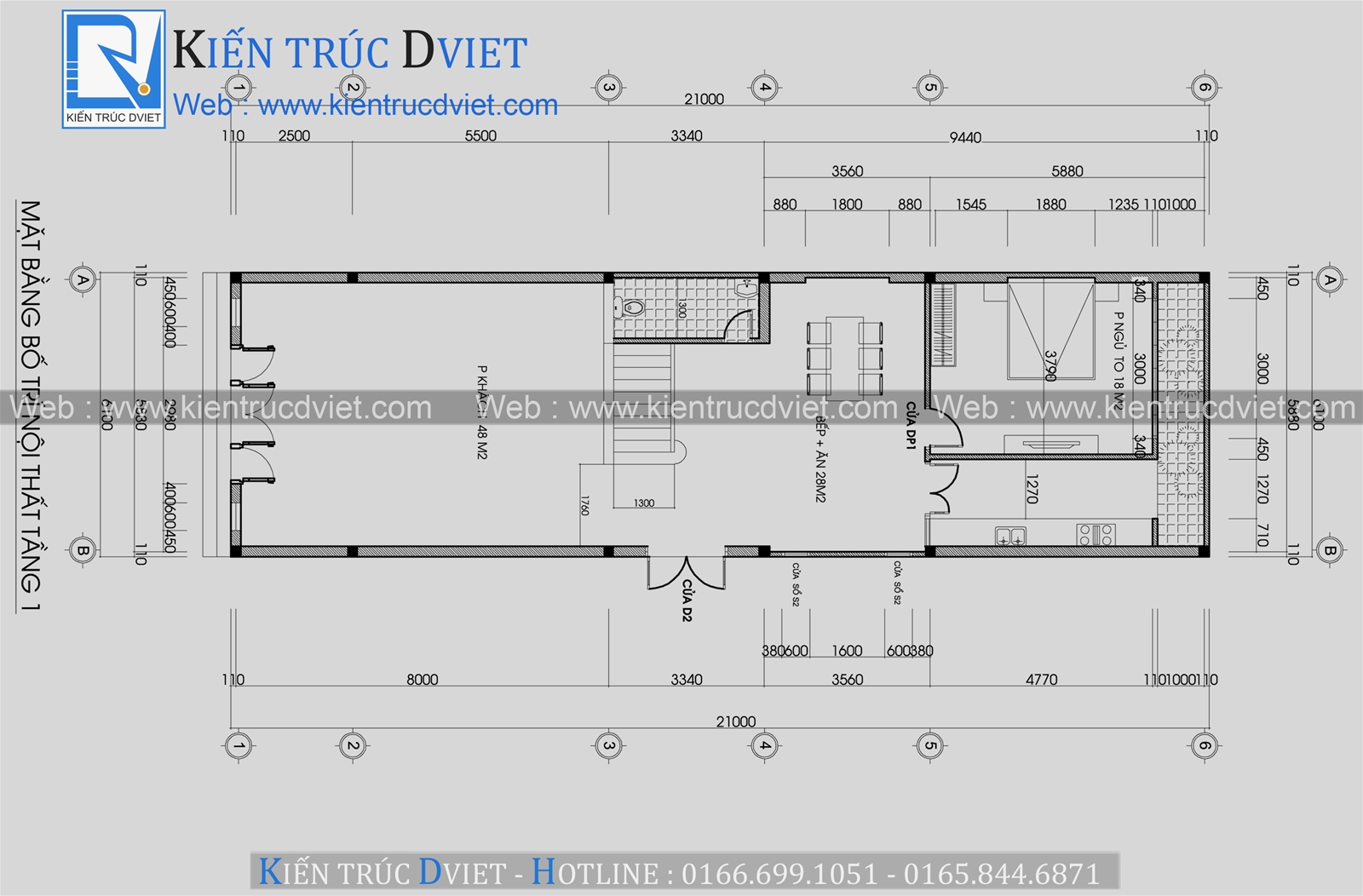 THIẾT KẾ KIẾN TRÚC NHÀ LÔ PHỐ HIỆN ĐẠI 3 TẦNG 1 TUM 6,1X21M