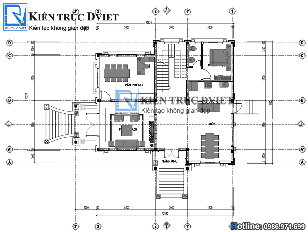 THIẾT KẾ BIỆT THỰ PHÁP 3 TẦNG ĐẸP 11,4X12,8M TẠI TIỀN HẢI - THÁI BÌNH
