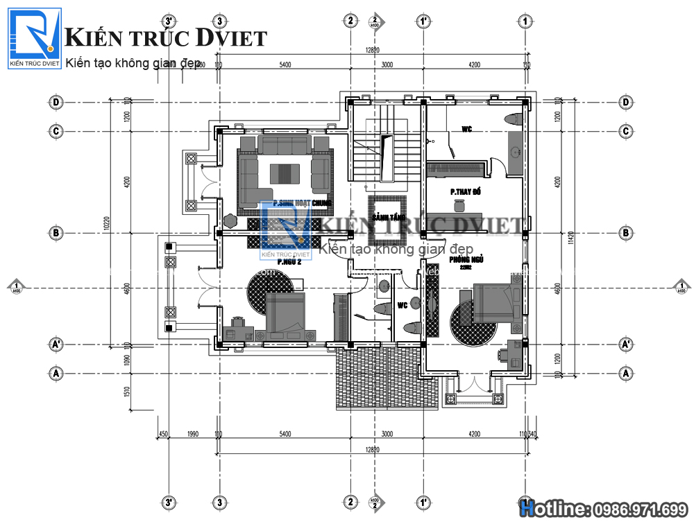 THIẾT KẾ BIỆT THỰ PHÁP 3 TẦNG ĐẸP 11,4X12,8M TẠI TIỀN HẢI - THÁI BÌNH