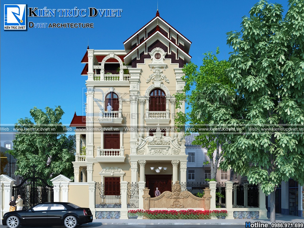 MẪU THIẾT KẾ BIỆT THỰ PHÁP CỔ ĐIỂN 3 TẦNG ĐẸP TẠI BẮC NINH
