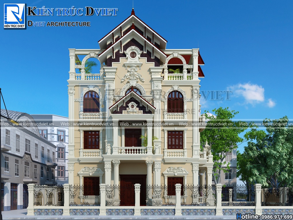 MẪU THIẾT KẾ BIỆT THỰ PHÁP CỔ ĐIỂN 3 TẦNG ĐẸP TẠI BẮC NINH