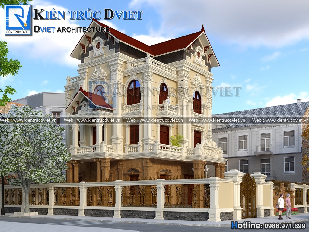 MÃN NHÃN VẺ ĐẸP MẪU THIẾT KẾ BIỆT THỰ PHÁP 3 TẦNG 140M2 TẠI TP. HẢI DƯƠNG