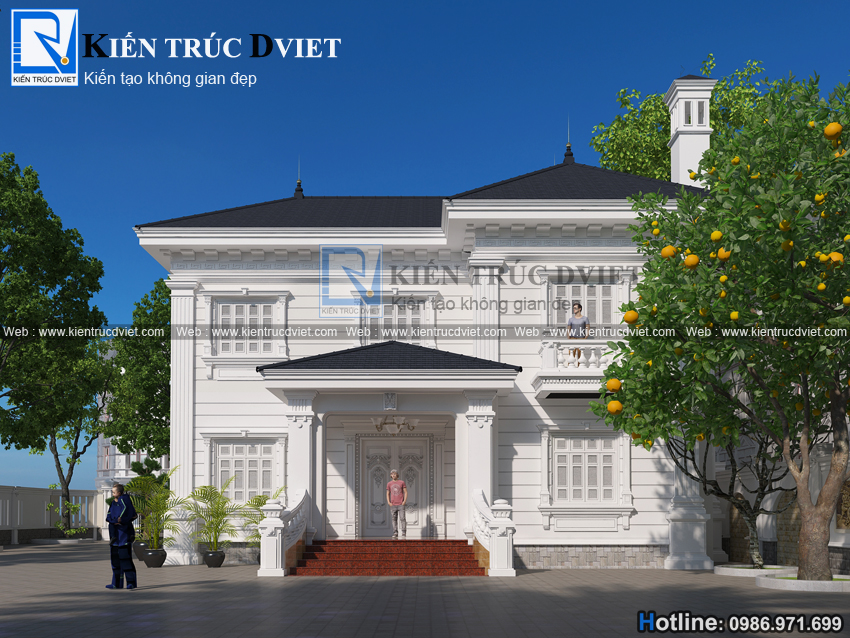 THIẾT KẾ BIỆT THỰ PHÁP 2 TẦNG TẠI THỊ XÃ SƠN TÂY - SƠN TÂY