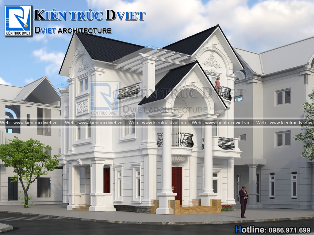 MẪU THIẾT KẾ BIỆT THỰ 3 TẦNG TÂN CỔ ĐIỂN PHÁP TẠI HƯNG YÊN