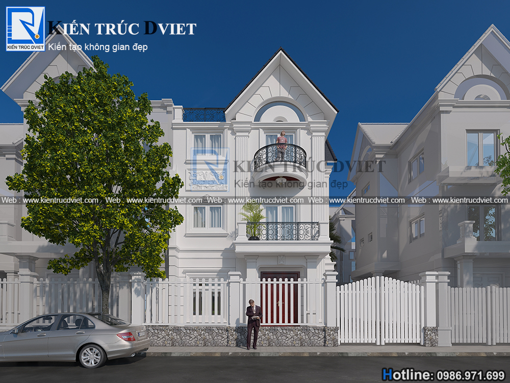 THIẾT KẾ BIỆT THỰ TÂN CỔ ĐIỂN PHÁP 3 TẦNG TẠI KHU ĐÔ THỊ VINHOMES RIVERSIDE