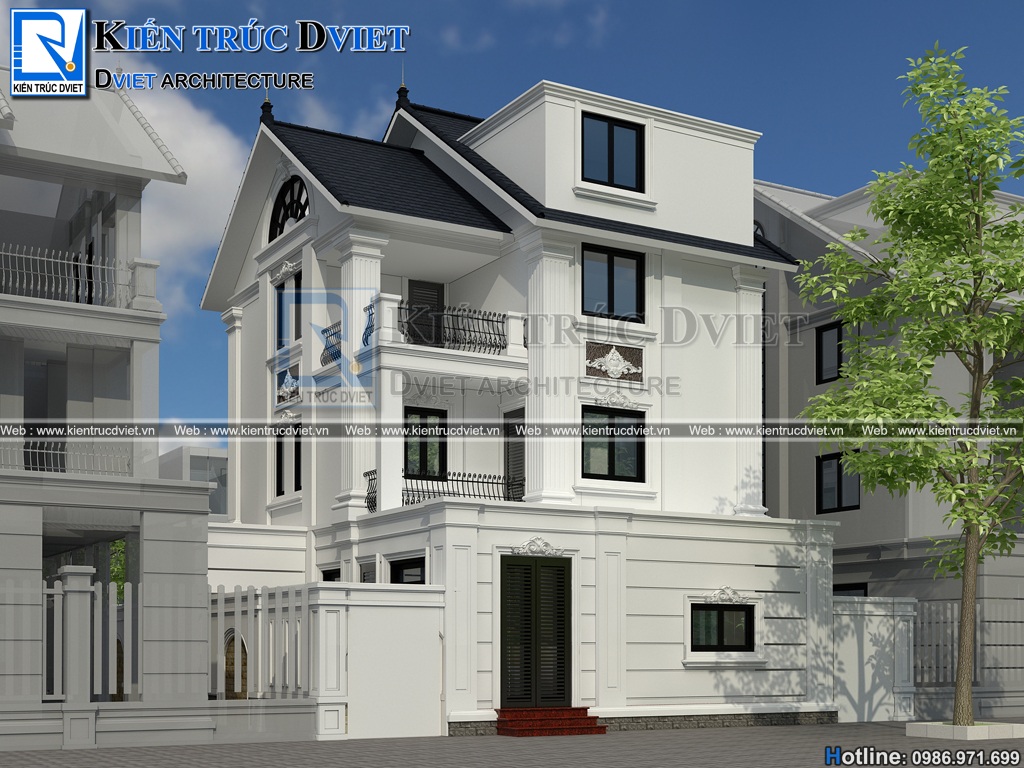 Cải tạo thiết kế biệt thự tân cổ điển kiểu Pháp 3 tầng 1 tum sang trọng tại Gia Lâm - Hà Nội