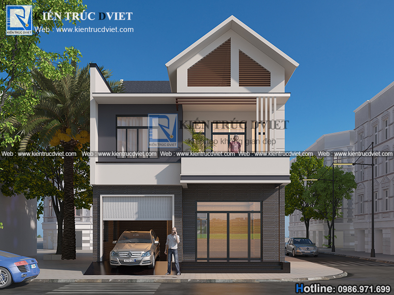 THIẾT KẾ BIỆT THỰ HIỆN ĐẠI 2 TẦNG 1 TUM ĐẸP TẠI HOÀI ĐỨC – HÀ NỘI