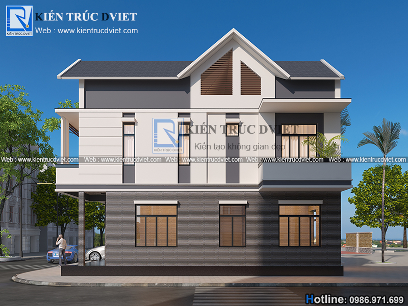 THIẾT KẾ BIỆT THỰ HIỆN ĐẠI 2 TẦNG 1 TUM ĐẸP TẠI HOÀI ĐỨC – HÀ NỘI