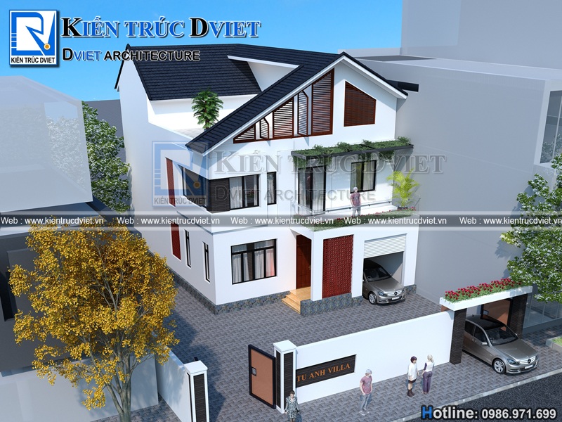 THIẾT KẾ BIỆT THỰ 2 TẦNG KIẾN TRÚC HIỆN ĐẠI TẠI TAM ĐIỆP - NINH BÌNH