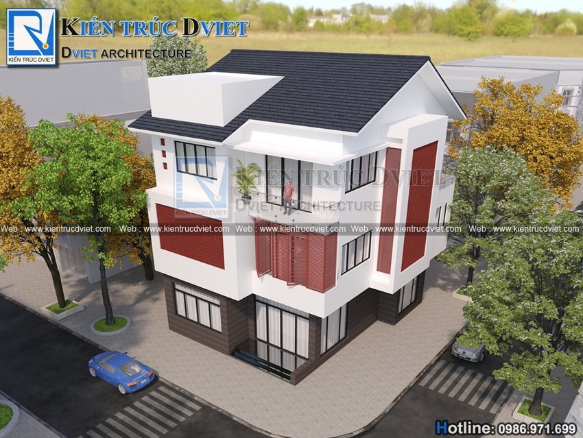 THIẾT KẾ BIỆT THỰ 3 TẦNG 120M2 10X12M HIỆN ĐẠI ĐẸP TẠI TP. HẢI DƯƠNG