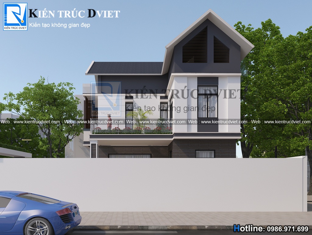 THIẾT KẾ BIỆT THỰ CHỮ L 2 TẦNG 90M2 8,5X10,5M HIỆN ĐẠI ĐẸP TẠI TP. HẢI DƯƠNG