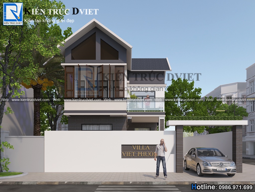 THIẾT KẾ BIỆT THỰ CHỮ L 2 TẦNG 90M2 8,5X10,5M HIỆN ĐẠI ĐẸP TẠI TP. HẢI DƯƠNG