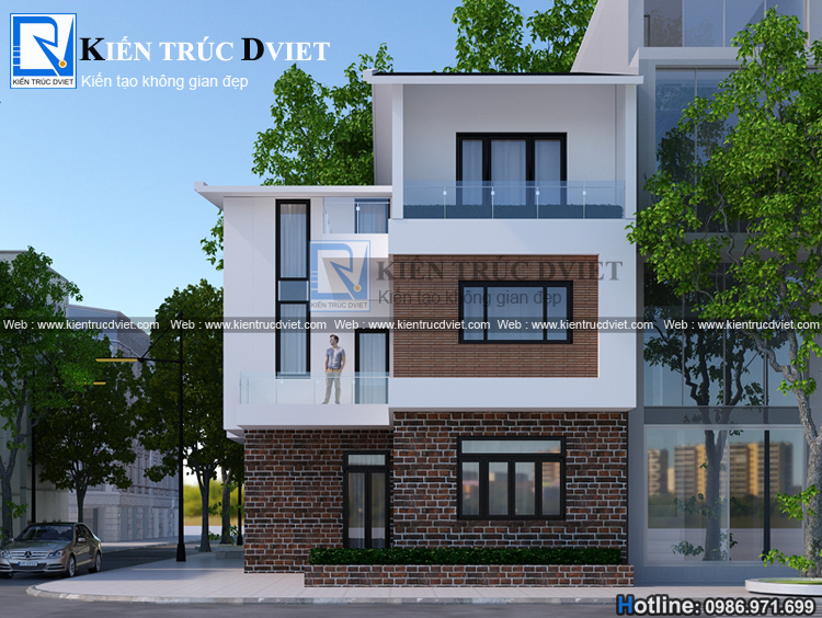 THIẾT KẾ BIỆT THỰ CHỮ L HIỆN ĐẠI 3 TẦNG 90M2 TẠI  NGUYỄN TRÃI - TP.HẢI DƯƠNG