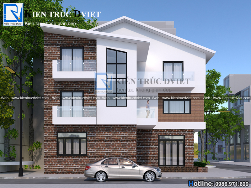 THIẾT KẾ BIỆT THỰ CHỮ L HIỆN ĐẠI 3 TẦNG 90M2 TẠI  NGUYỄN TRÃI - TP.HẢI DƯƠNG