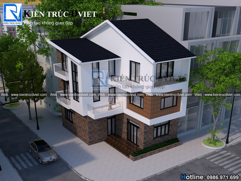 THIẾT KẾ BIỆT THỰ CHỮ L HIỆN ĐẠI 3 TẦNG 90M2 TẠI  NGUYỄN TRÃI - TP.HẢI DƯƠNG