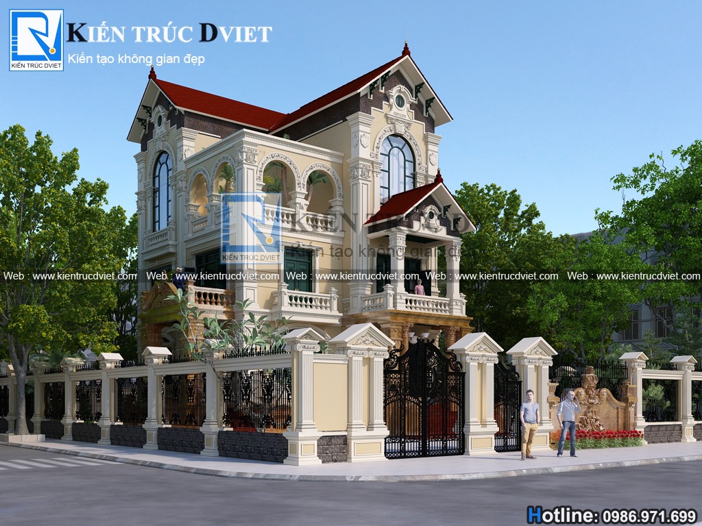 THIẾT KẾ BIỆT THỰ PHÁP 3 TẦNG 12,5X12,5M TẠI TAM ĐIỆP – NINH BÌNH