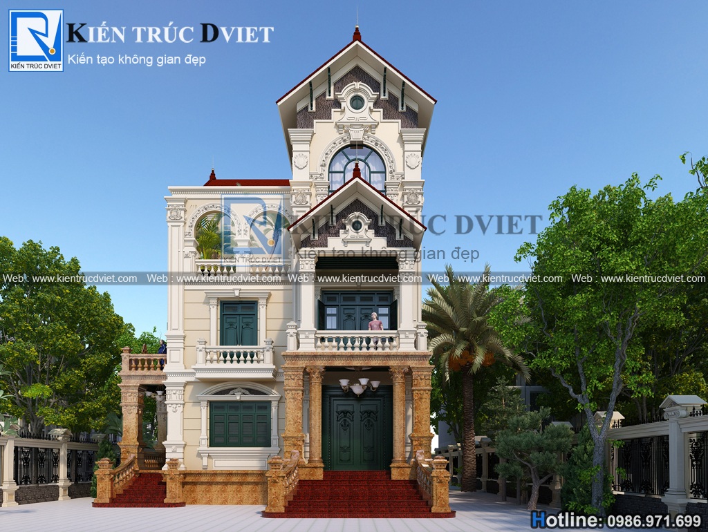 THIẾT KẾ BIỆT THỰ PHÁP 3 TẦNG 12,5X12,5M TẠI TAM ĐIỆP – NINH BÌNH