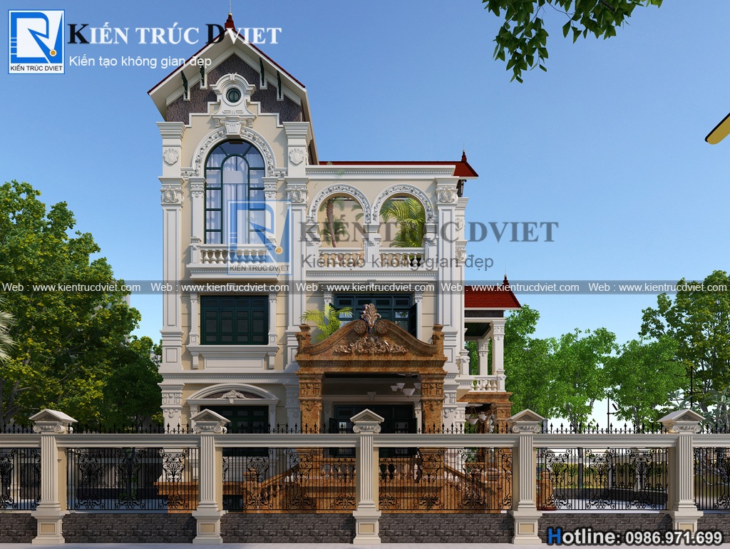 THIẾT KẾ BIỆT THỰ PHÁP 3 TẦNG 12,5X12,5M TẠI TAM ĐIỆP – NINH BÌNH