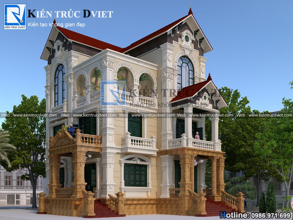 THIẾT KẾ BIỆT THỰ PHÁP 3 TẦNG 12,5X12,5M TẠI TAM ĐIỆP – NINH BÌNH
