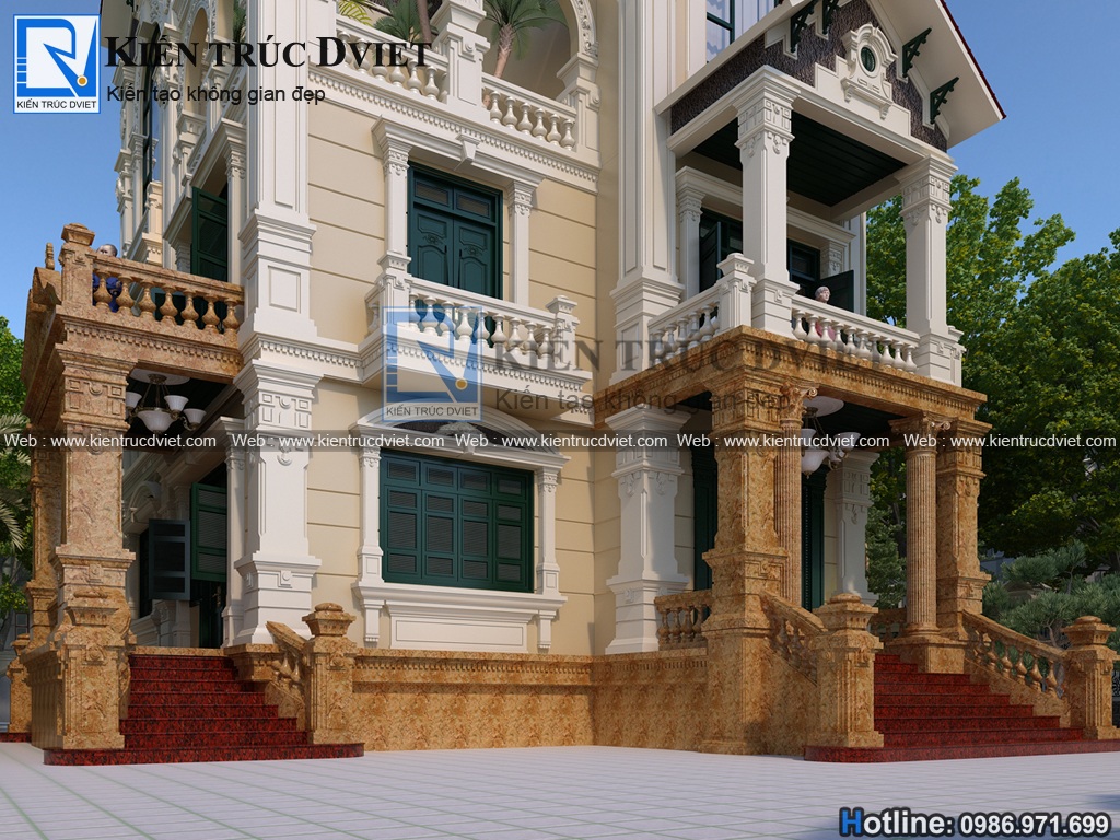THIẾT KẾ BIỆT THỰ PHÁP 3 TẦNG 12,5X12,5M TẠI TAM ĐIỆP – NINH BÌNH