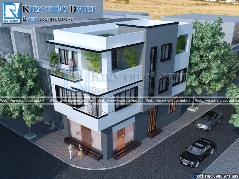 THIẾT KẾ BIỆT THỰ HIỆN ĐẠI 3 TẦNG 2 MẶT TIỀN TẠI THANH OAI - HÀ NỘI