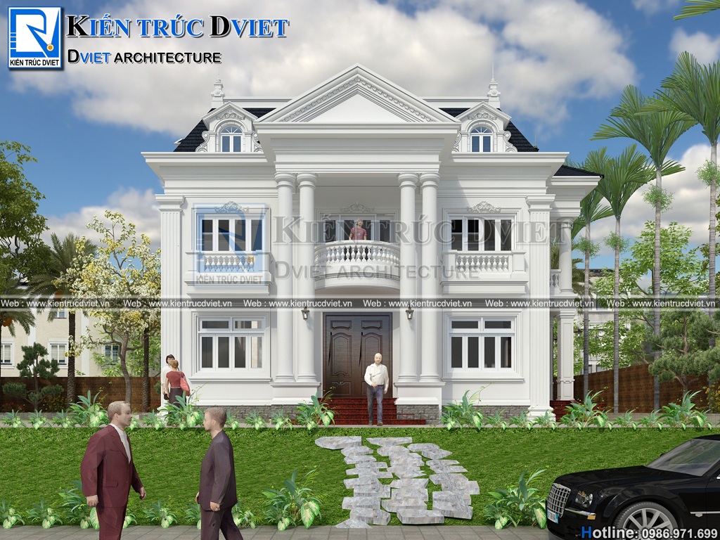 Mẫu thiết kế biệt thự vườn tân cổ điển kiểu Pháp 2 tầng đẹp tại Ba Vì