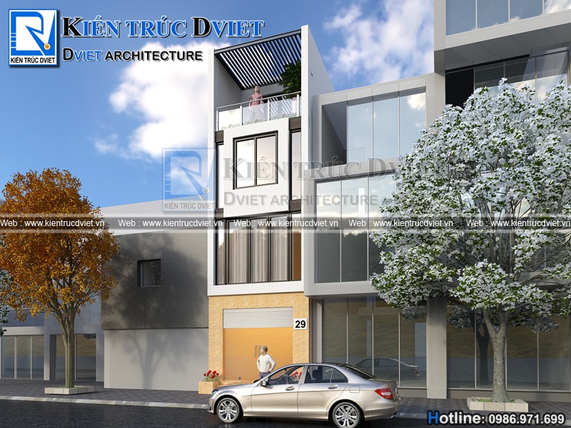 THIẾT KẾ NHÀ ỐNG HIỆN ĐẠI 3 TẦNG 1 TUM 60M2 TẠI HẢI PHÒNG