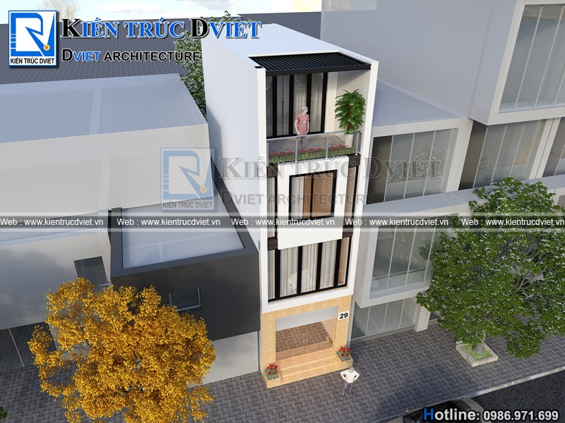 THIẾT KẾ NHÀ ỐNG HIỆN ĐẠI 3 TẦNG 1 TUM 60M2 TẠI HẢI PHÒNG