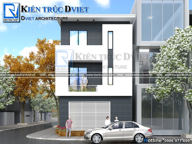 THIẾT KẾ NHÀ ỐNG HIỆN ĐẠI 3 TẦNG 2 MẶT TIỀN TẠI HUYỆN YÊN DŨNG - BẮC GIANG