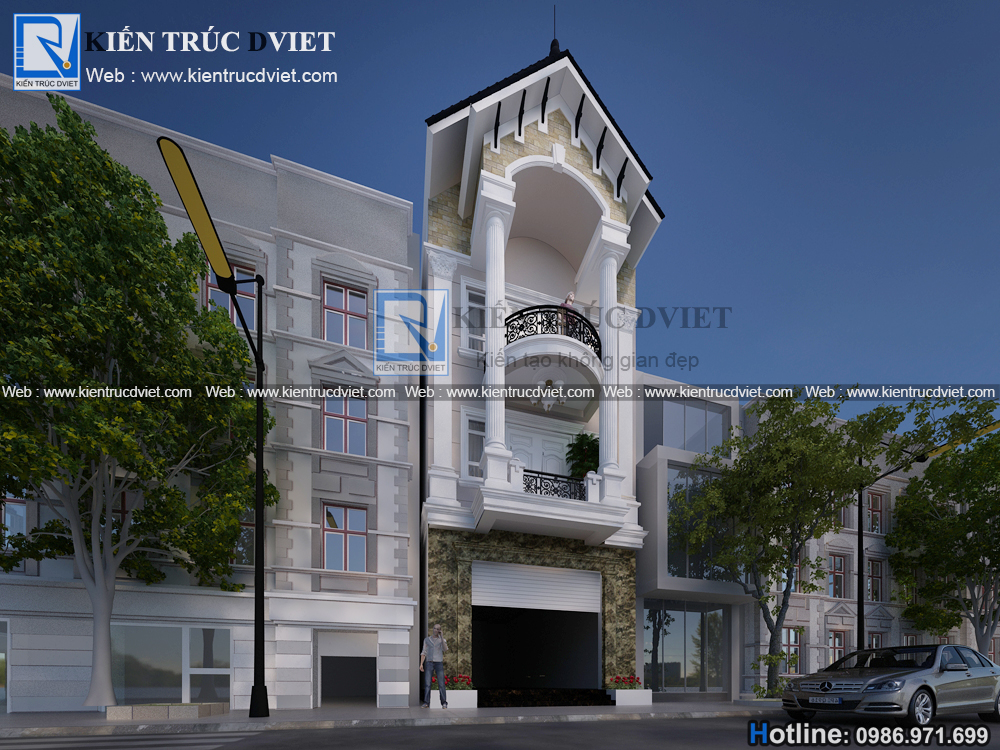 THIẾT KẾ NHÀ LÔ PHỐ KIẾN TRÚC PHÁP 3 TẦNG ĐẸP TẠI NAM ĐỊNH