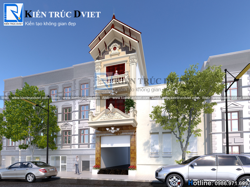 THIẾT KẾ NHÀ PHỐ (NHÀ ỐNG) 3 TẦNG KIỂU PHÁP 4X12M TẠI THƯỜNG TÍN - HÀ NỘI