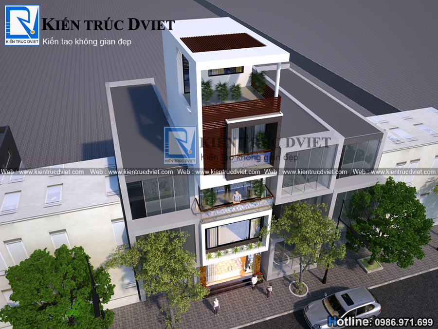 THIẾT KẾ NHÀ LÔ PHỐ (NHÀ ỐNG) HIỆN ĐẠI 4 TẦNG 1 TUM 60M2 TẠI PHƯỜNG HẢI TÂN - HẢI DƯƠNG