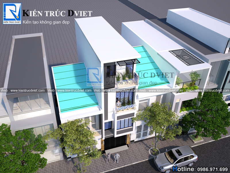 THIẾT KẾ NHÀ PHỐ (NHÀ ỐNG) 4 TẦNG HIỆN ĐẠI ĐẸP TẠI THẠCH THẤT