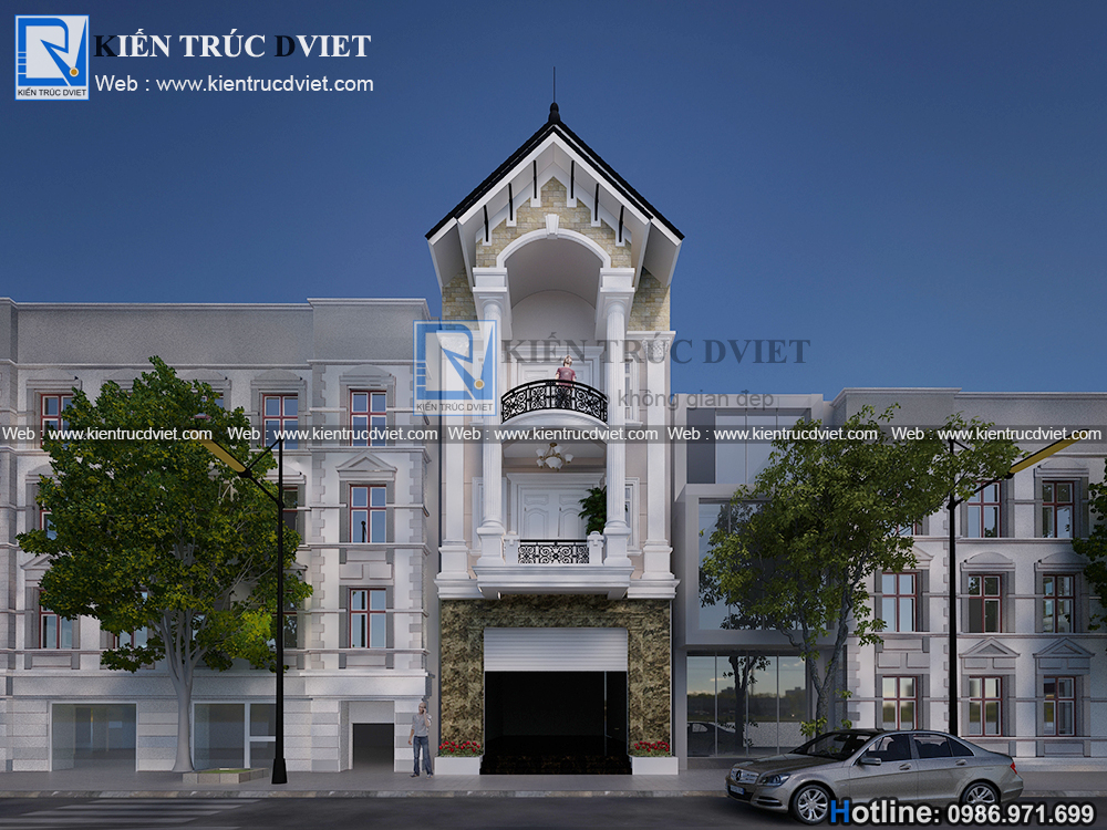 THIẾT KẾ NHÀ LÔ PHỐ KIẾN TRÚC PHÁP 3 TẦNG ĐẸP TẠI NAM ĐỊNH