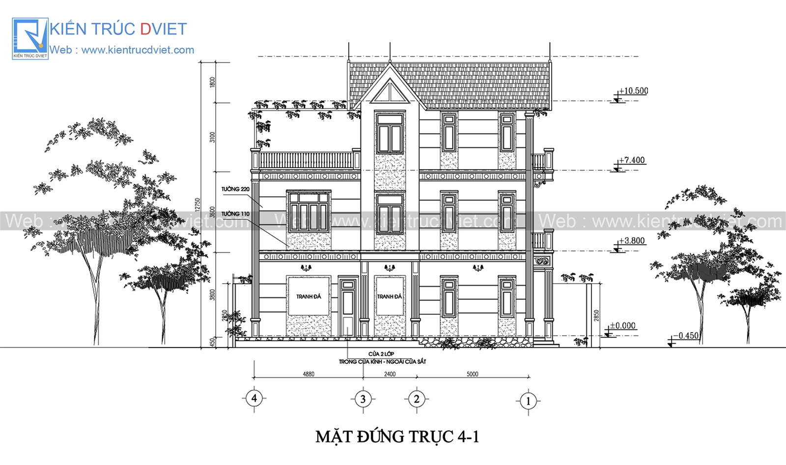 THIẾT KẾ BIỆT THỰ HIỆN ĐẠI 3 TẦNG  8x12,5 M