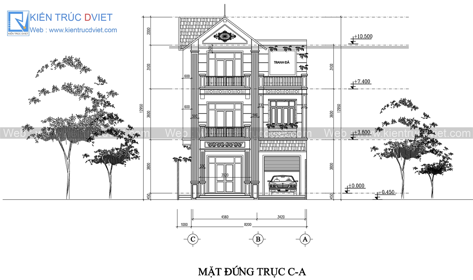 THIẾT KẾ BIỆT THỰ HIỆN ĐẠI 3 TẦNG  8x12,5 M