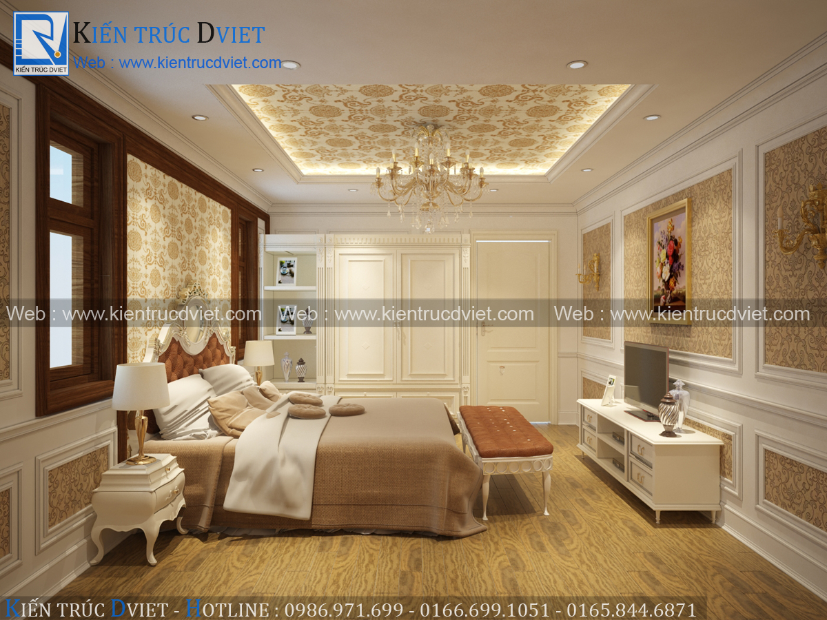 NỘI THẤT PHÒNG NGỦ TÂN CỔ ĐIỂN 18M2 CHUNG CƯ HH1-KHU ĐÔ THỊ LNH ĐÀM